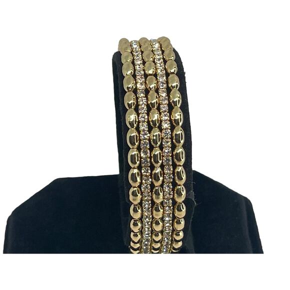 Anne Klein Gold Tone Crystal Cuff Bangle Bracelet Style Women's Fashion Trendy - Picture 10 of 16